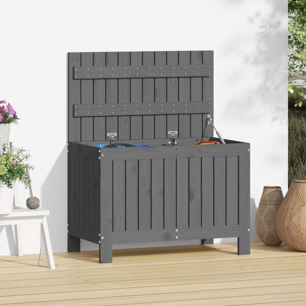 vidaXL Garden Storage Box Grey 76x42.5x54 cm Solid Wood Pine