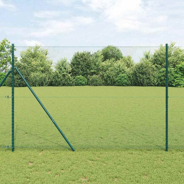vidaXL Fence Post Green 10 x 1.6 m (13 mm mesh) Steel and PVC