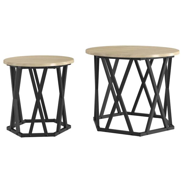 vidaXL Side Table 2 pcs Sonoma oak 50 x 50 x 40 cm