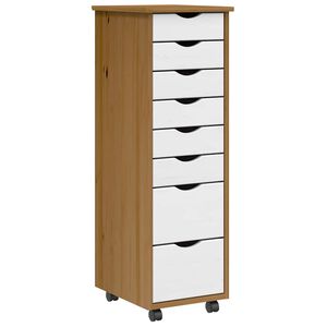 vidaXL Rolling Cabinet with Drawers "MOSS" Honey Brown Solid Wood Pine