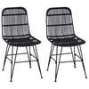 vidaXL Dinning Chair 2 pcs Black 41 x 55 x 85 cm Rattan and Steel