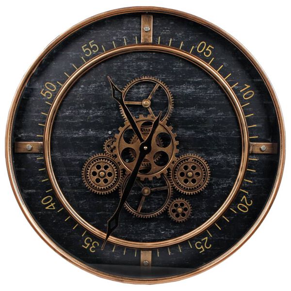 Gifts Amsterdam Radar Clock Birmingham Metal Black and Gold 50x8 cm