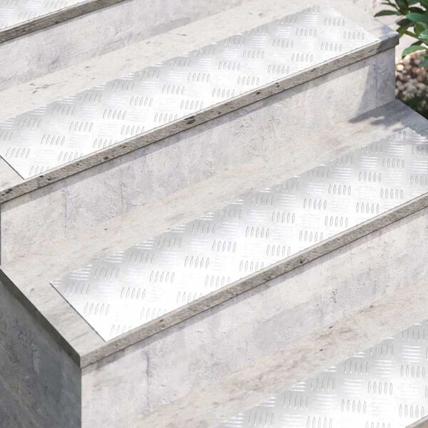 vidaXL Stair Tread Rectangular 4 pcs Silver 90 x 20 cm Aluminium