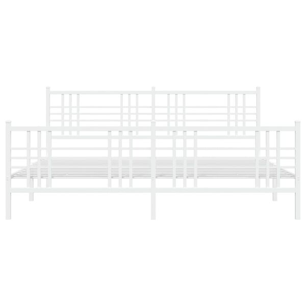 vidaXL Metal Bed Frame without Mattress with Footboard White 193x203cm
