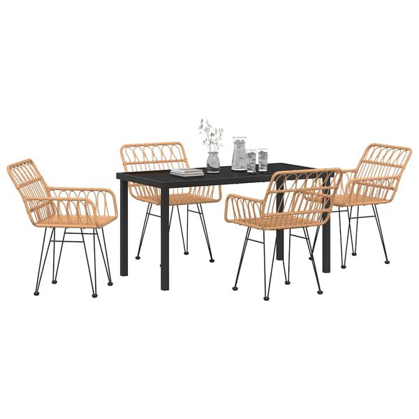 vidaXL Garden Dining Set 5 pcs Brown Powder-Coated Steel