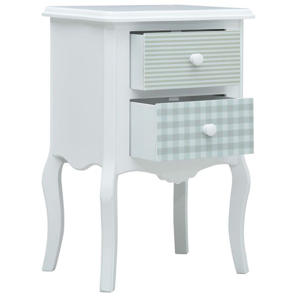 vidaXL Bedside Cabinet White and Grey 43x32x65 cm MDF