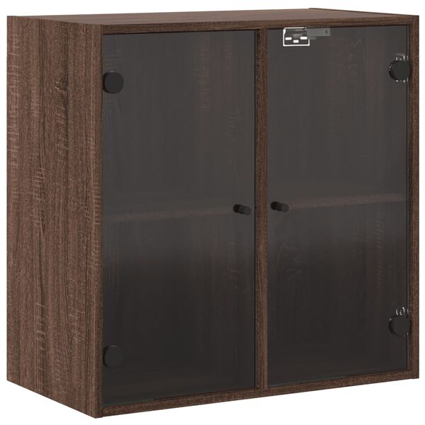 vidaXL Wall Cabinet with Glass Doors Brown Oak 68x37x68.5 cm