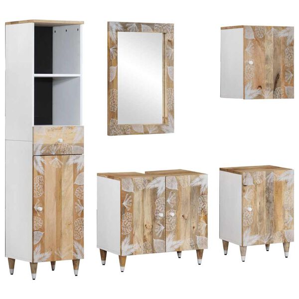 vidaXL 5 Piece Bathroom Furniture Set Solid Wood Mango