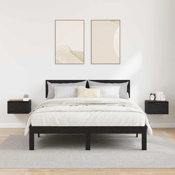 vidaXL Bedside Cabinet 2 pcs Black Oak 34 x 30 x 20 cm Engineered Wood