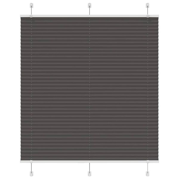 vidaXL Pleated Blind Black 115x150 cm Fabric Width 114.4 cm Polyester