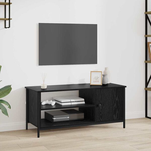 vidaXL TV Cabinet Black Oak 100 x 40 x 45 cm Engineered Wood
