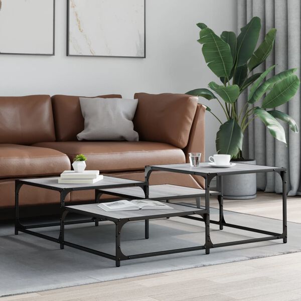 vidaXL Coffee Table Grey Sonoma 107x107x40 cm Engineered Wood