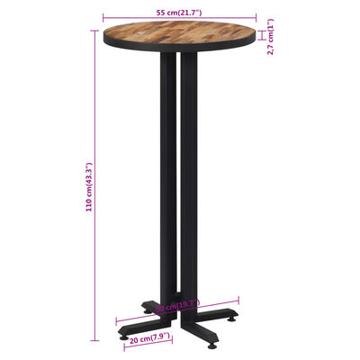 vidaXL Bar Table Round Ø55x110 cm Solid Reclaimed Teak