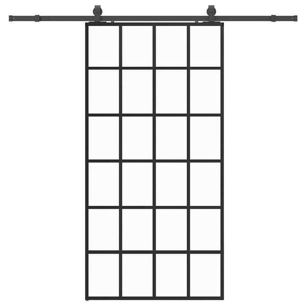 vidaXL Sliding Door with Hardware Set Black 102x205 cm ESG Glass