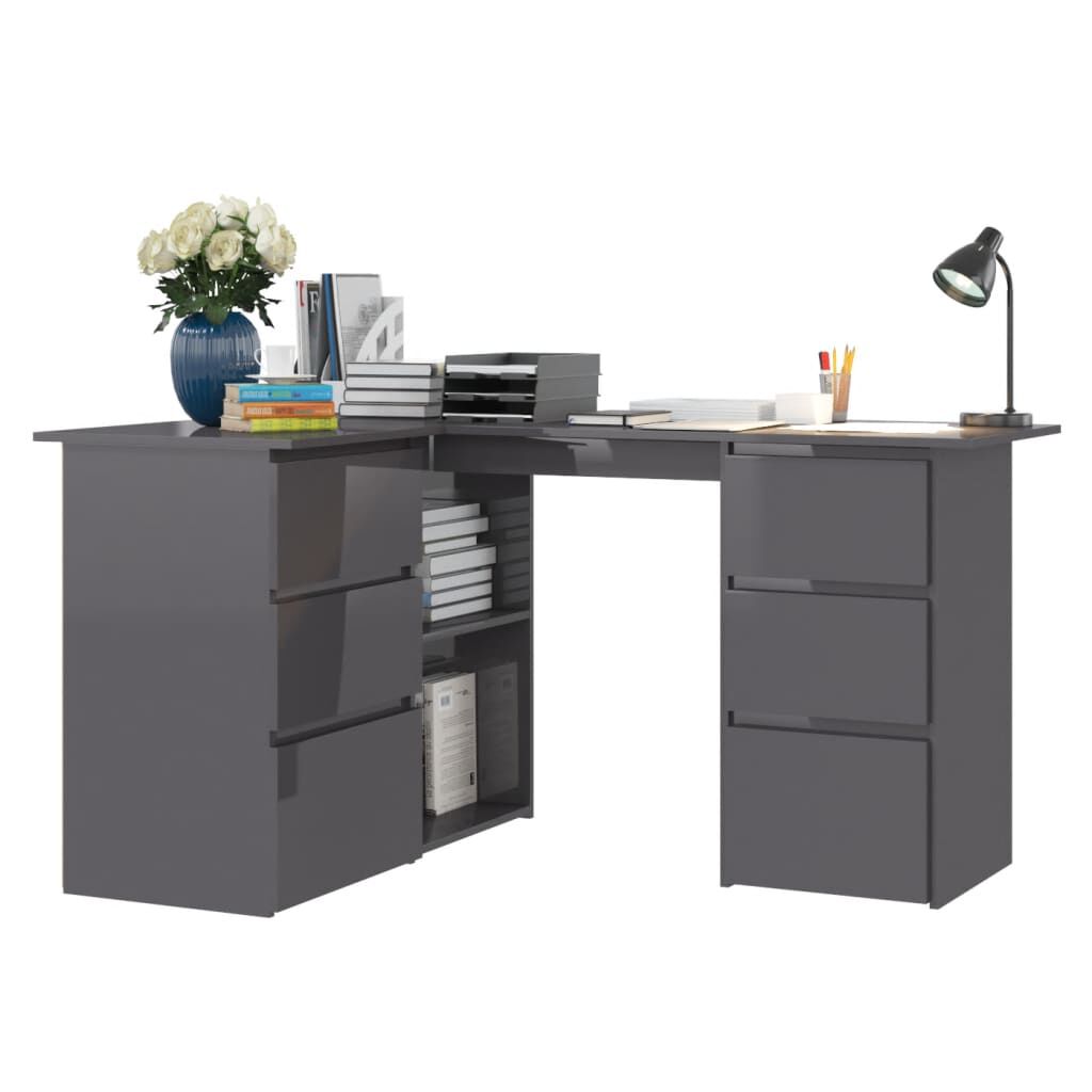 Grey gloss deals desk with drawers