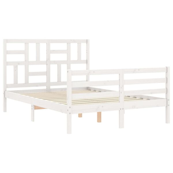 vidaXL Bed Frame without Mattress White 140x190 cm Solid Wood