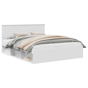 vidaXL Bed Frame with Headboard White 160 x 200 cm Solid Pine Wood