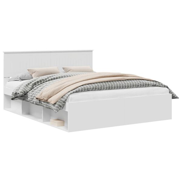 vidaXL Bed Frame with Headboard White 160 x 200 cm Solid Pine Wood