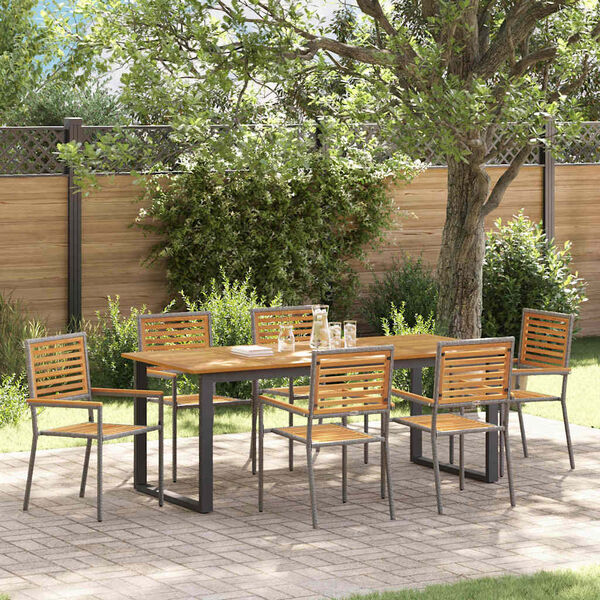 vidaXL Garden Dining Set 7 pcs Grey Solid Acacia Wood
