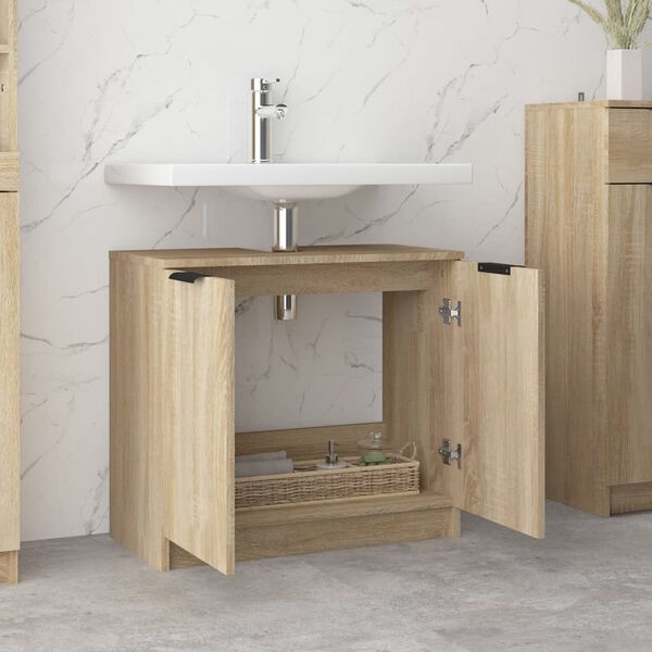 vidaXL Bathroom Cabinet Sonoma Oak 64.5x33.5x59 cm Engineered Wood