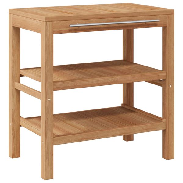 vidaXL Bathroom Vanity Cabinet Solid Teak with Riverstone Sinks