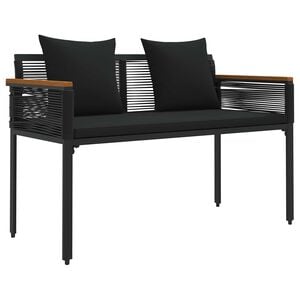 vidaXL Outdoor Bench 2 -Seater 117 x 54 x 74.5 cm Poly Rattan Black