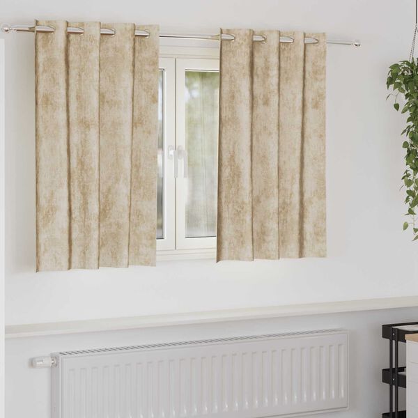 vidaXL Velvet Curtains with Curtains 2 pcs Cream 140 x 140 cm Velvet