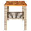 vidaXL Garden Table Beige 70x38x42 cm Poly Rattan Acacia Wood