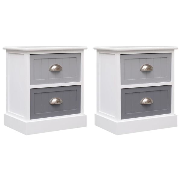vidaXL Nightstands 2 pcs Grey 38x28x45 cm Paulownia Wood