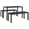 vidaXL 3 Piece Garden Dining Set Steel and WPC Black