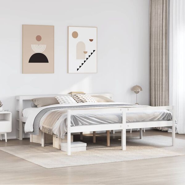 vidaXL Senior Bed with Headboard without Mattress White 200x200 cm
