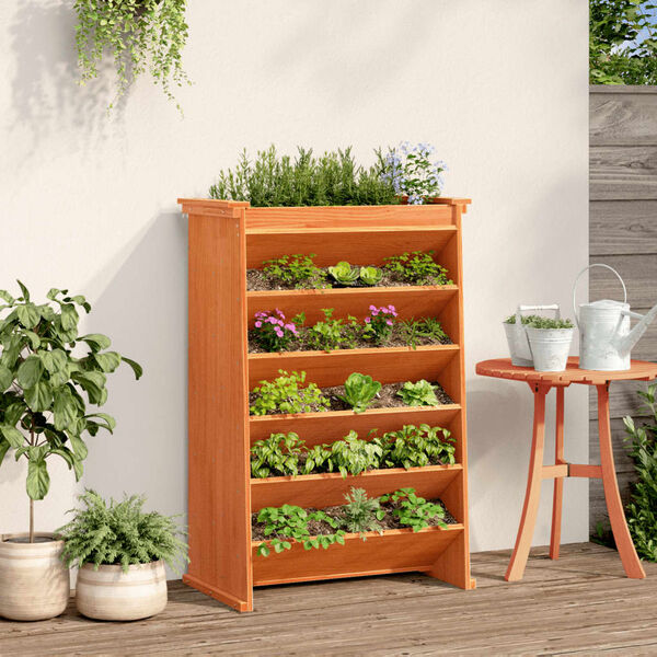 vidaXL Herb Planter 6-Tier Wax Brown 69x40x101.5 cm Solid Wood Pine
