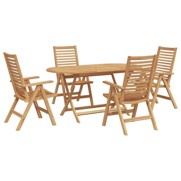 vidaXL Garden Dining Set 5 pcs Brown Solid Teak Wood