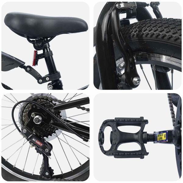 vidaXL Kids Bike 20'' 6-Speed for 6-11 Years Old Black