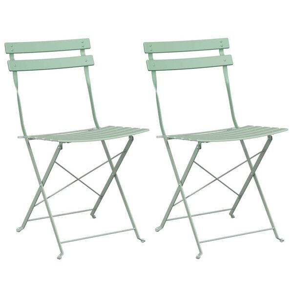 vidaXL Garden Folding Chair Folding 2 pcs Green 42 x 46 x 82cm Steel