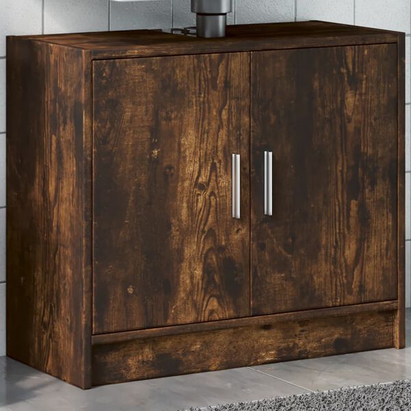 vidaXL Sink Cabinet Smoked Oak 63x29x55 cm Engineered Wood