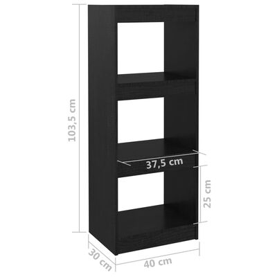 vidaXL Book Cabinet/Room Divider Black 40x30x103.5 cm Solid Pinewood