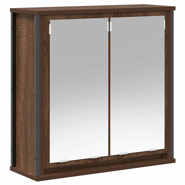 vidaXL Bathroom Wall Cabinet with Mirror Brown Oak 60x21x60 cm