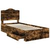 vidaXL Bed Frame with Headboard Smoked Oak 90 x 200 cm Engineered Wood