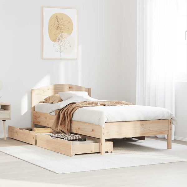 vidaXL Bed Frame without Mattress 75x190 cm Small Single Solid Wood Pine