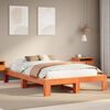 vidaXL Bed Frame without Mattress Wax Brown 120x190 cm Small Double Solid Wood Pine