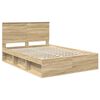 vidaXL Bed Frame Sonoma Oak 135 x 190 cm Solid Pine Wood