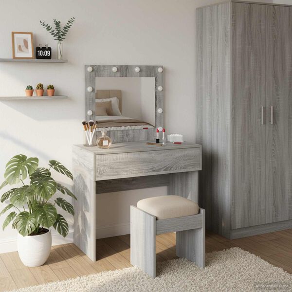 vidaXL Dressing Table with Drawer Grey 83 x 40 x 70 cm Engineered Wood