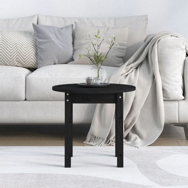 vidaXL Coffee Table Black &Oslash; 45x40 cm Solid Wood Pine