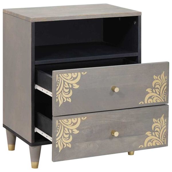 vidaXL Bedside Cabinet Grey 50 x 33 x 62 cm Solid Mango Wood