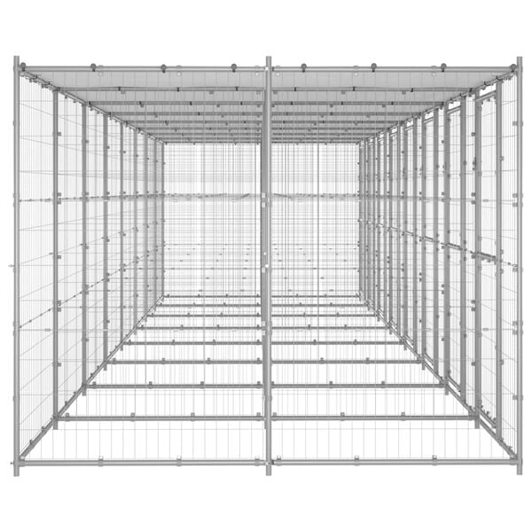 vidaXL Outdoor Dog Kennel Galvanised Steel with Roof 19.36 m&sup2;