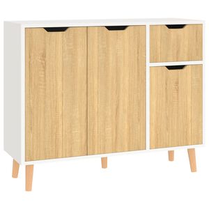 vidaXL Sideboard White and Sonoma Oak 90x30x72 cm Engineered Wood