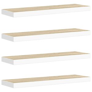 vidaXL Floating Wall Shelves 4 pcs Oak and White 80x23.5x3.8 cm MDF