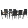 vidaXL 9 Piece Garden Dining Set Black Textilene and Steel