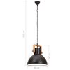 vidaXL Industrial Hanging Lamp 25 W Black Round 40 cm E27